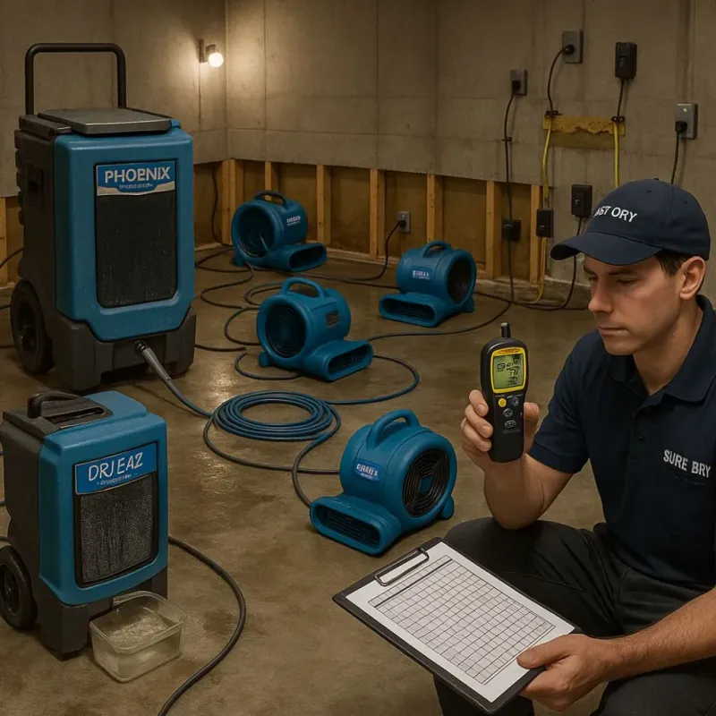 Structural Drying and Dehumidification process in Lyford, TX